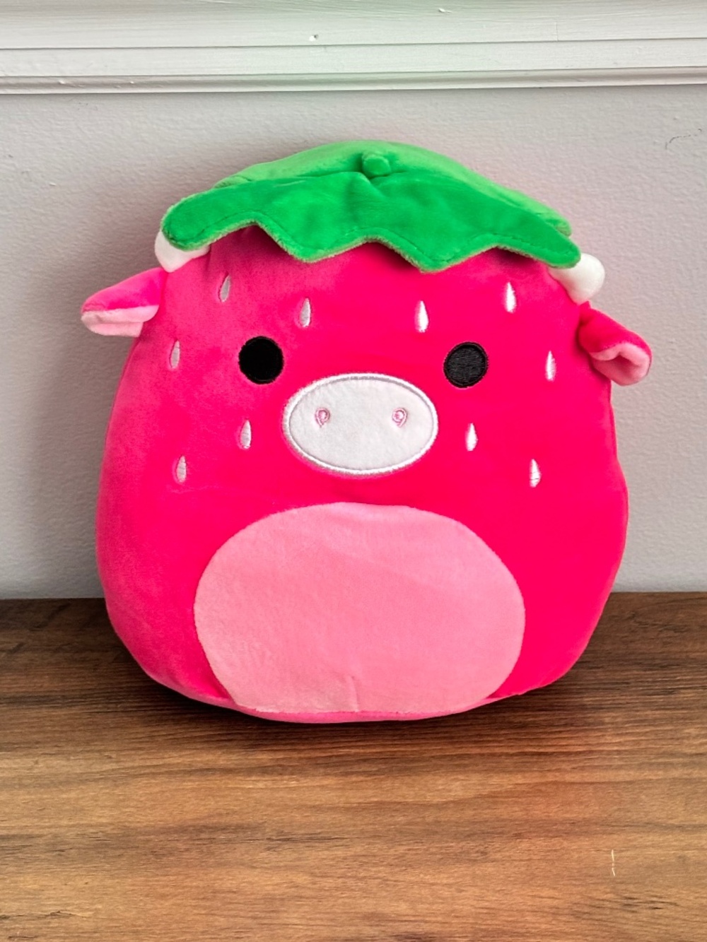 Strawberry Cow Summer 8” Pink Stuffed Plush Squishy Pillow Stuffed Animal Toy